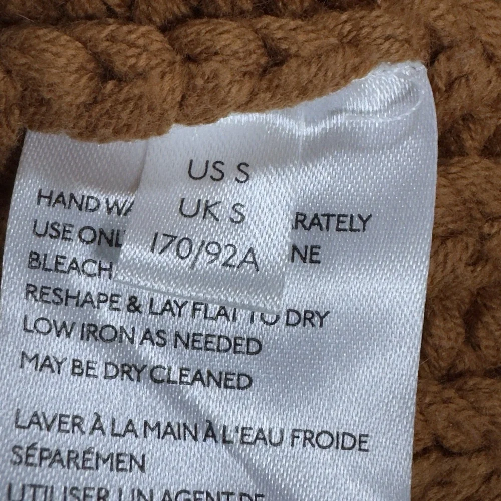 Free People‎ Chunky Knit Cotton Pullover Sweater Brown Mock Neck  Size  S/P